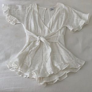 White Linen Princess Polly Romper